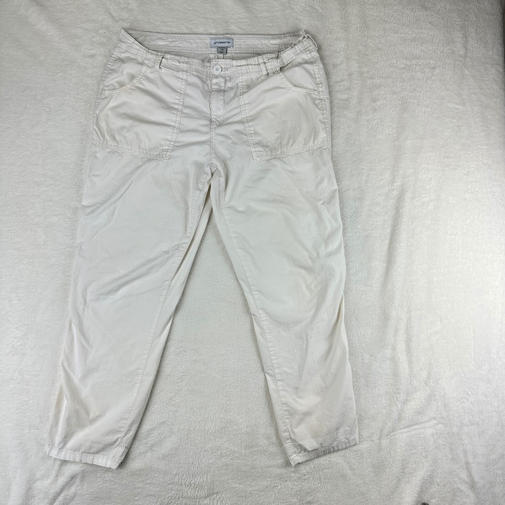 Liz Claiborne Pants Womens Chino Crop 10 Off White Patch Pocket Cotton Spandex
